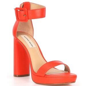 NEW Antonio Melani Caci Leather Ankle Wrap Dress Sandals in Tomato